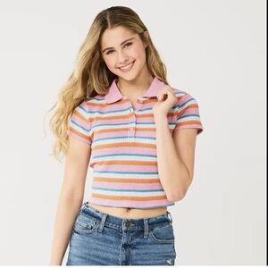 SO Juniors Cropped Stripped Polo